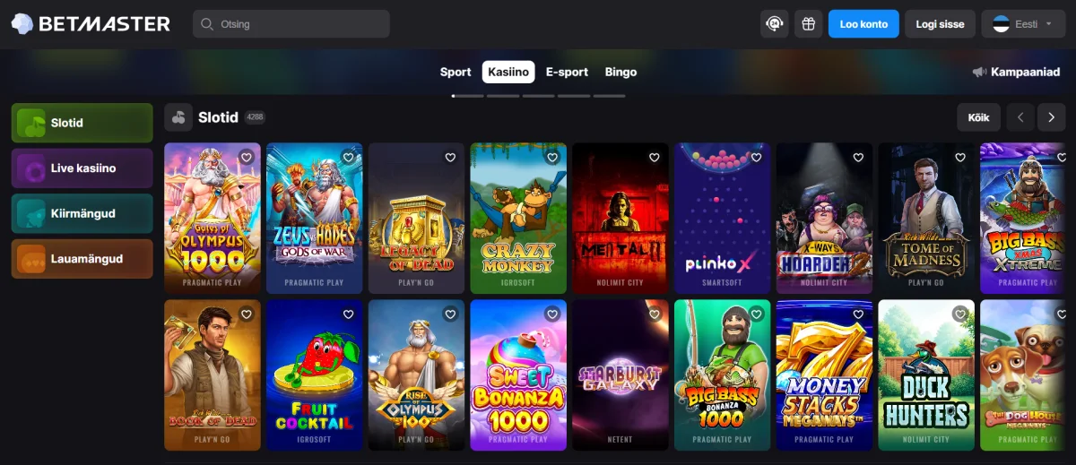betmaster mängud